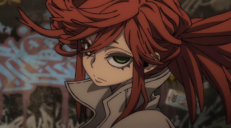 Riyou Reaper with red hair and green eyes