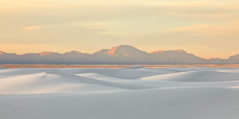 White Sands National Park dunes with mountains in the background