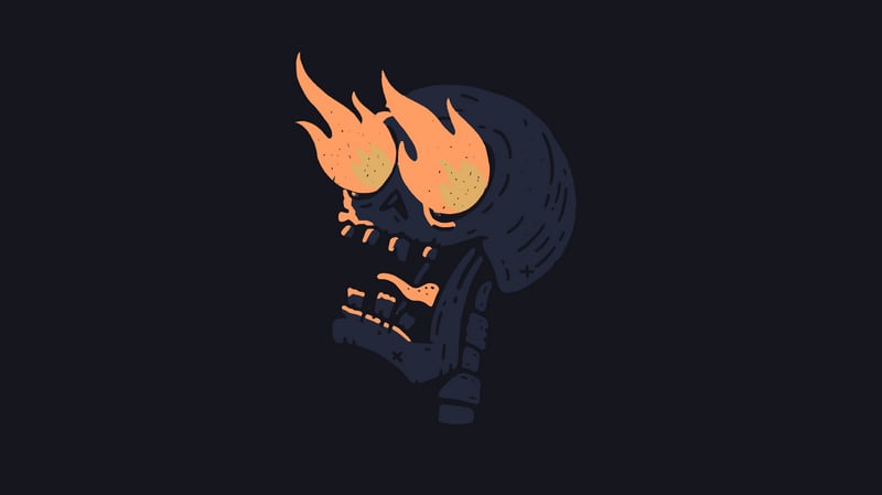 Skull with fiery eyes and open mouth