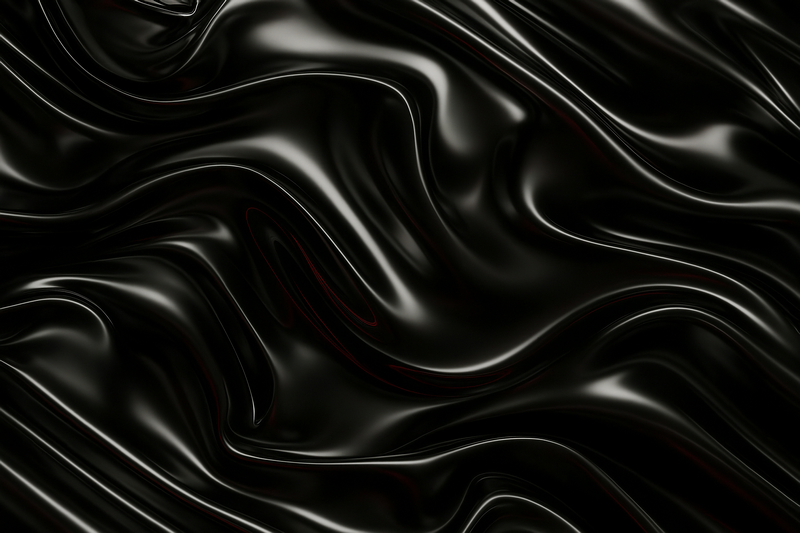 Abstract dark fluid waves with metallic highlights