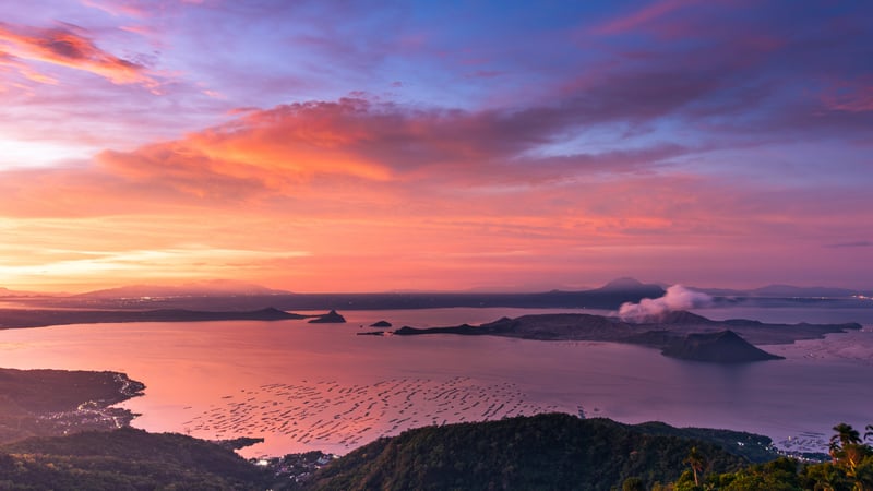 Taal Volcano Island during a vibrant sunset