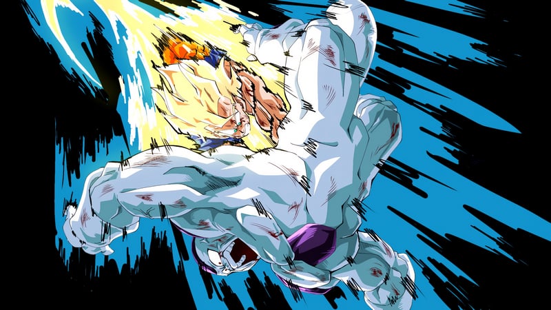 Son Goku attacks Frieza in Dragon Ball Z