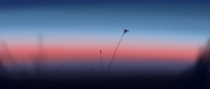 Minimalist digital art of grass against a gradient sky