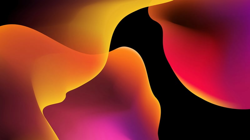Abstract fluid gradient shapes on black background