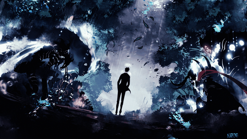 Solo Leveling: Sung Jin Woo in a dark forest