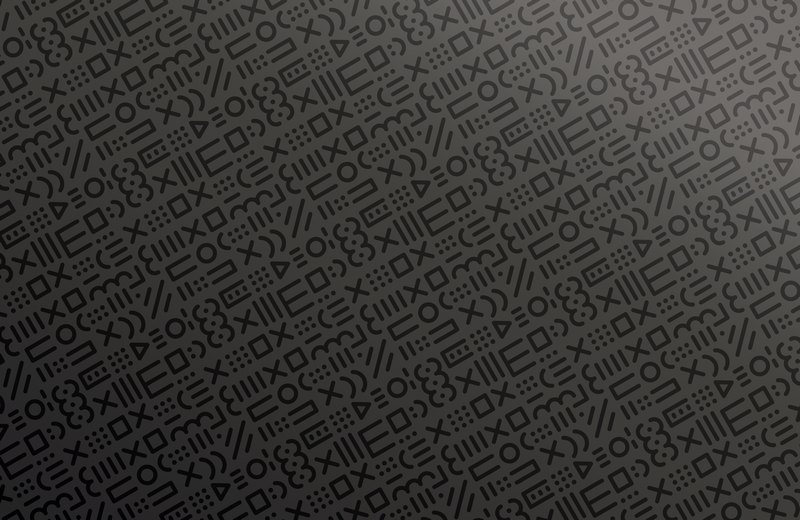 Dark background with repeating abstract symbols and characters