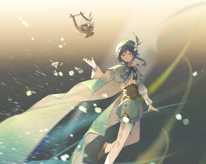Venti from Genshin Impact in Flowing Attire 4K