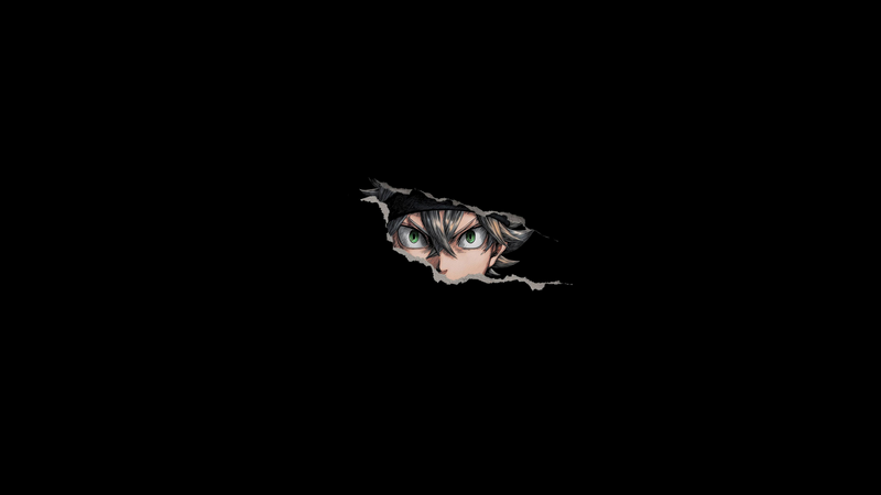 Asta from Black Clover peeking through a tear