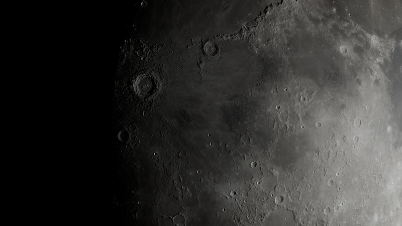 Close-up view of the Moons surface with craters
