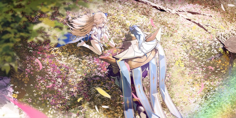 Cadanto and Cartethyia in a field of flowers