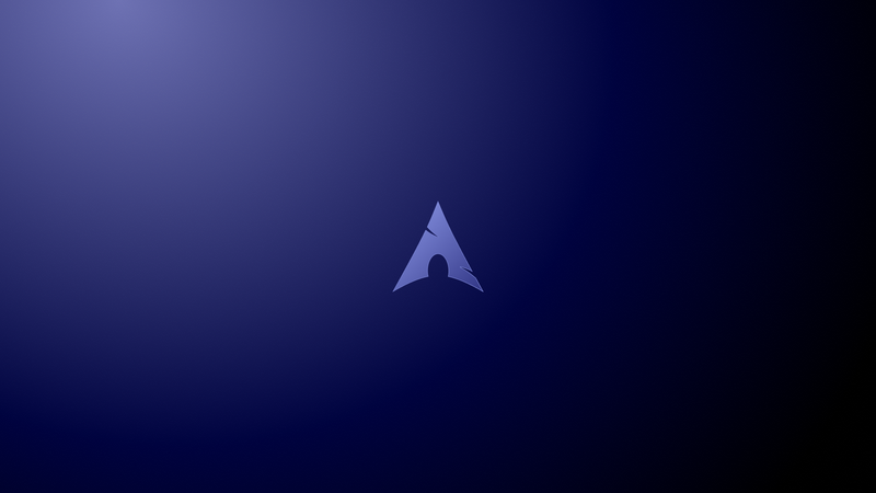 Arch Linux logo on a dark blue gradient background