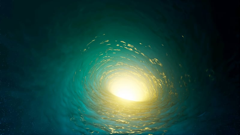Sword of the Sea CGI water tunnel with sunlight