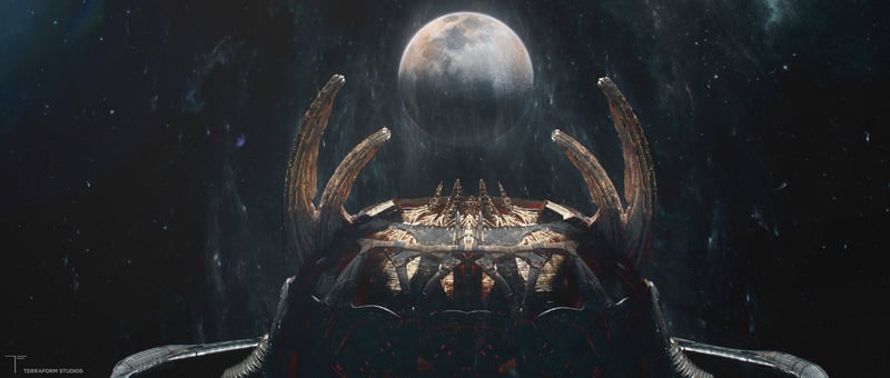 Transformers: Rise of the Beasts in space with a moon