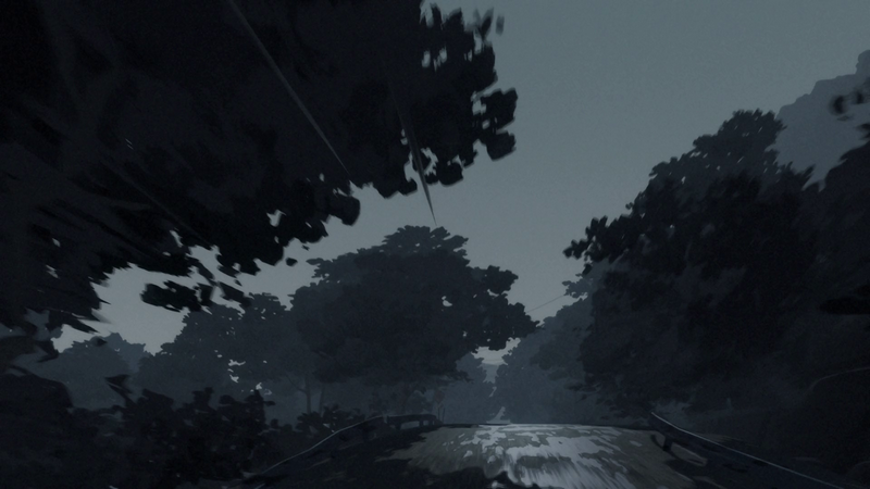 Dandadan anime opening path through trees