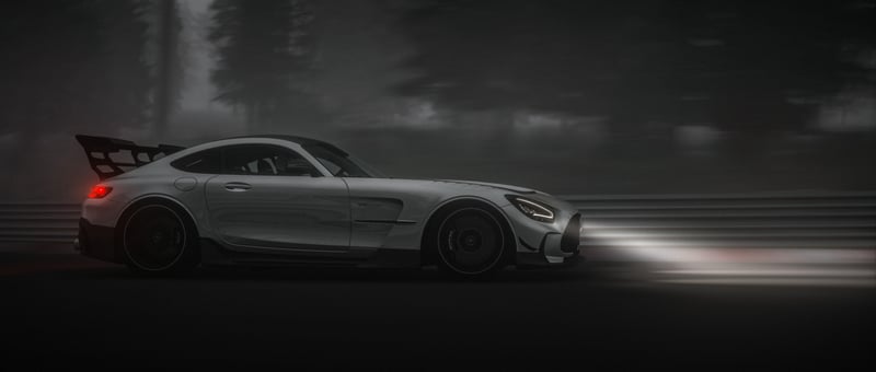 Mercedes-Benz AMG GT-R Black Series driving in fog