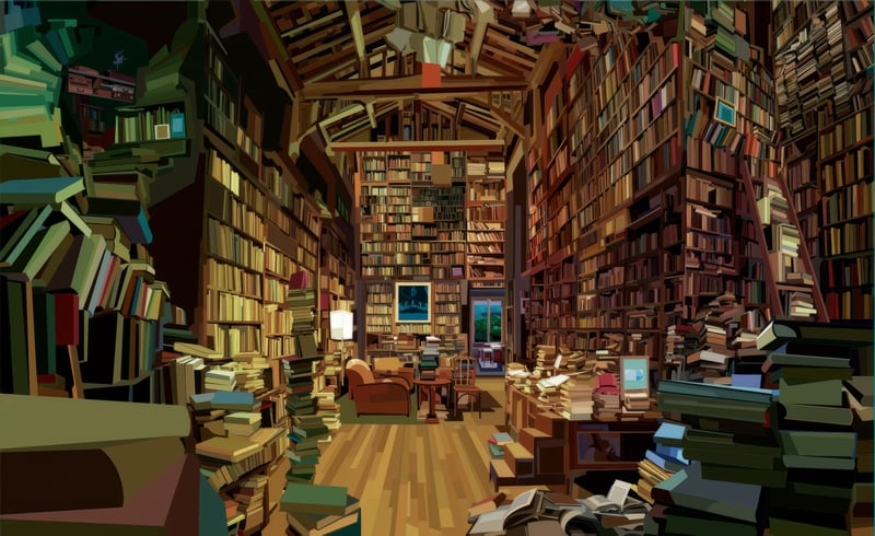 Interior of a room filled with books