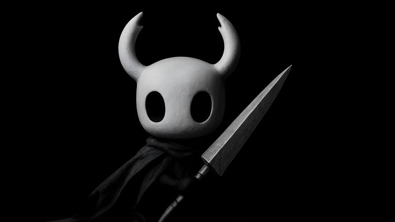 Hollow Knight character with sword and cape