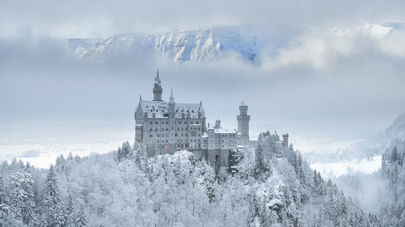 Neuschwanstein Castle in Winter Snow