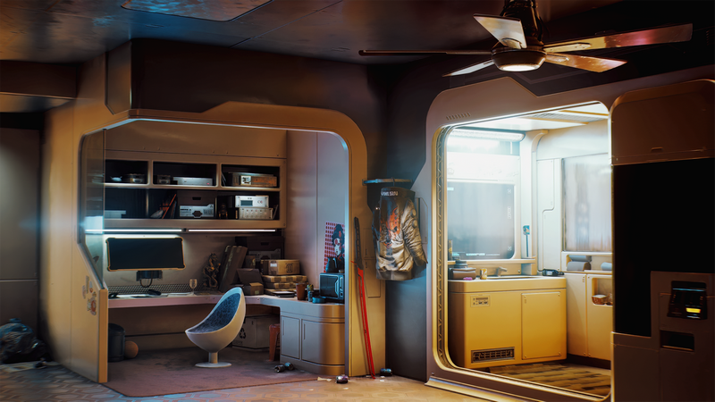 Cyberpunk 2077 video game art interior room