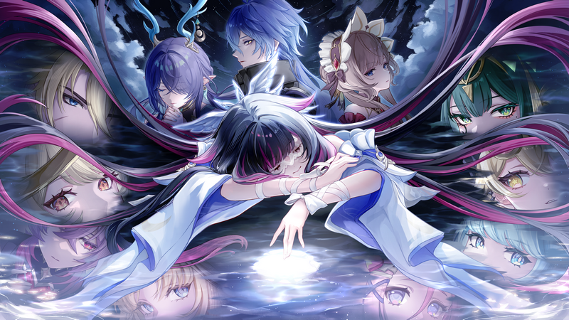 Genshin Impact Characters in a Dreamlike Scene