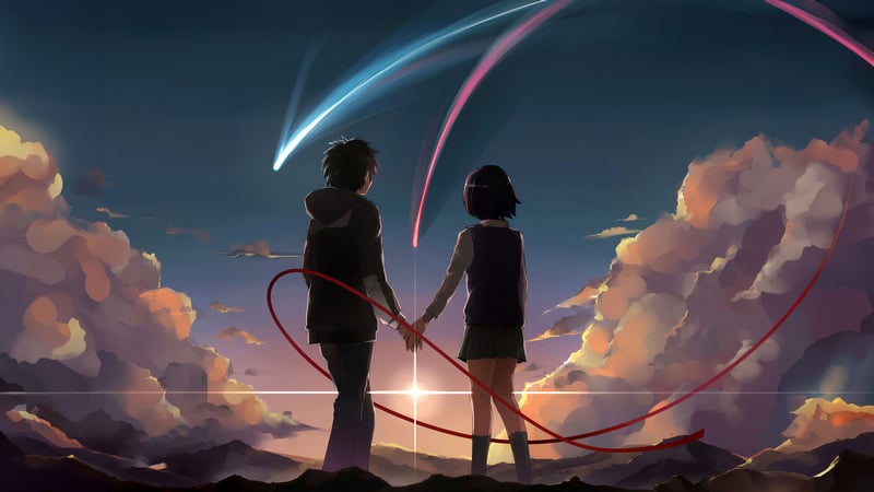 Mitsuha Miyamizu and Kimi no Na Wa holding hands