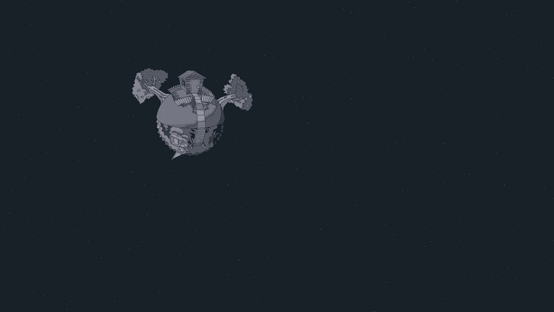 Pixel art spaceship in dark space with stars