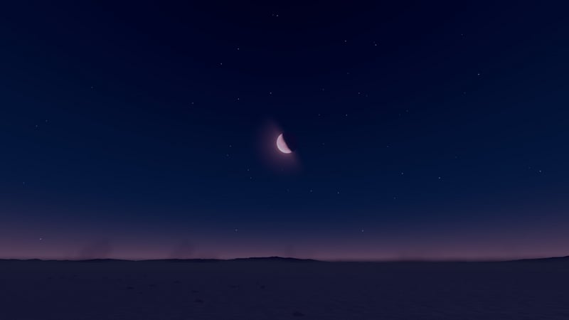 The Stanley Parable: Ultra Deluxe night sky with moon and stars