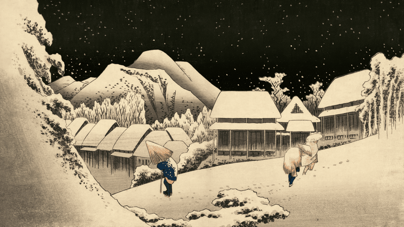 Snowy Village at Night by Utagawa Hiroshige