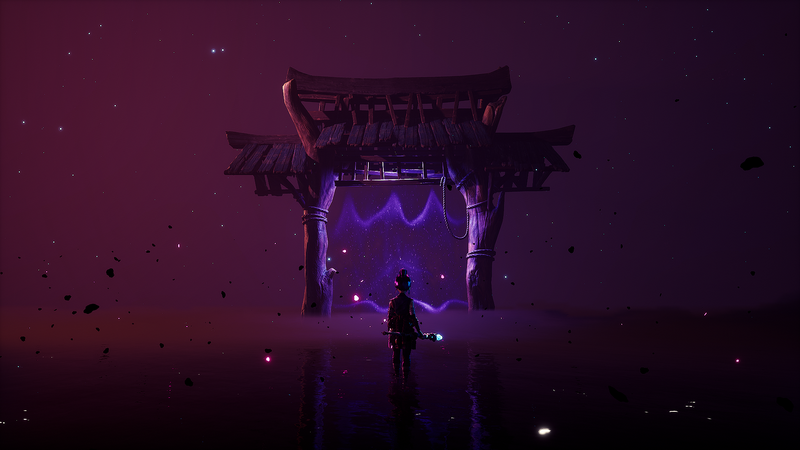 Kena: Bridge of Spirits character in front of a portal