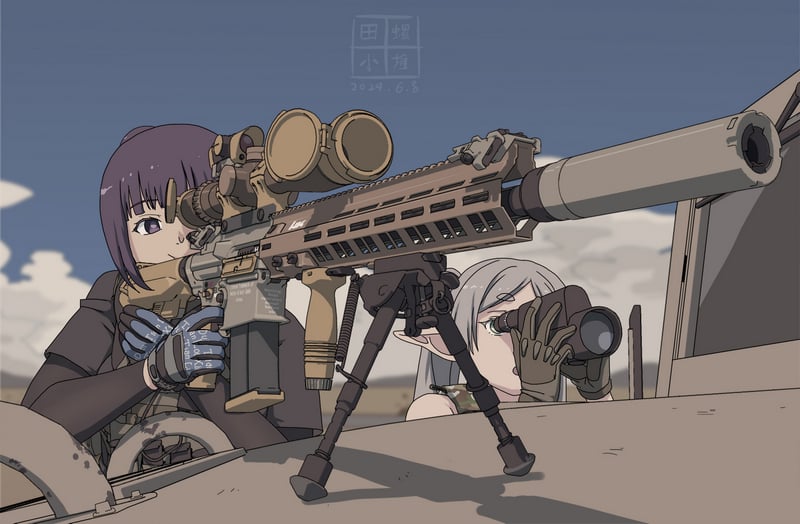 Fern and Frieren with a DMR rifle