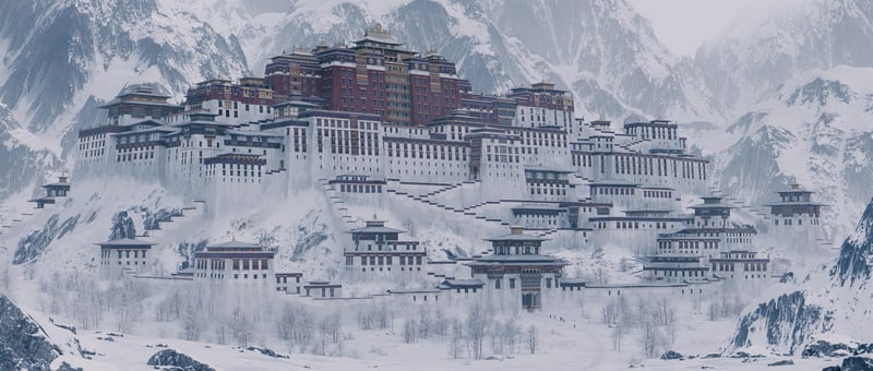 Fantasy Potala Palace in Snowy Mountains