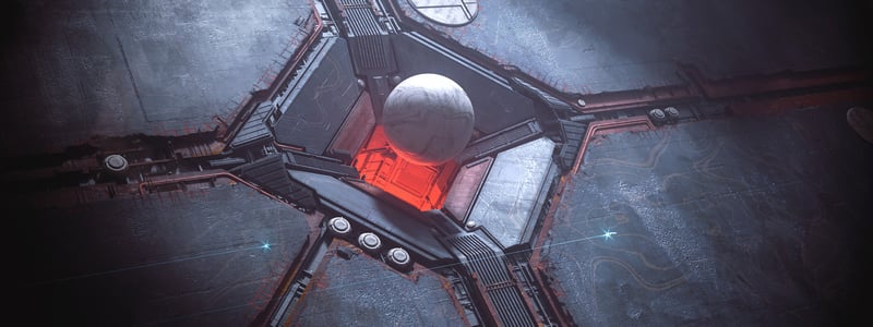 Futuristic megastructure with a glowing orb