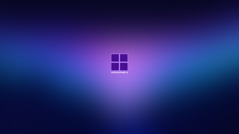 Windows 11 logo on a blurred purple and blue gradient