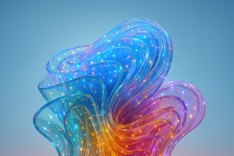 Windows 11 abstract colorful glass waves with LEDs