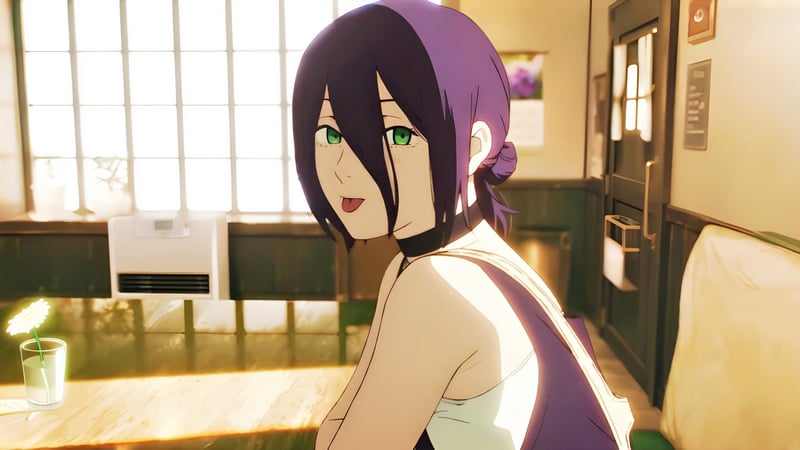 Reze from Chainsaw Man smiling with tongue out
