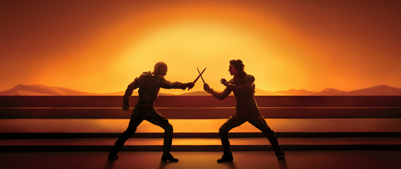 Dune movie poster: Two men duel with knives