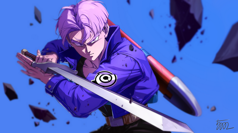 Trunks from Dragon Ball holding a sword