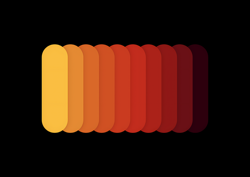 Color gradient of rounded rectangles from yellow to dark red