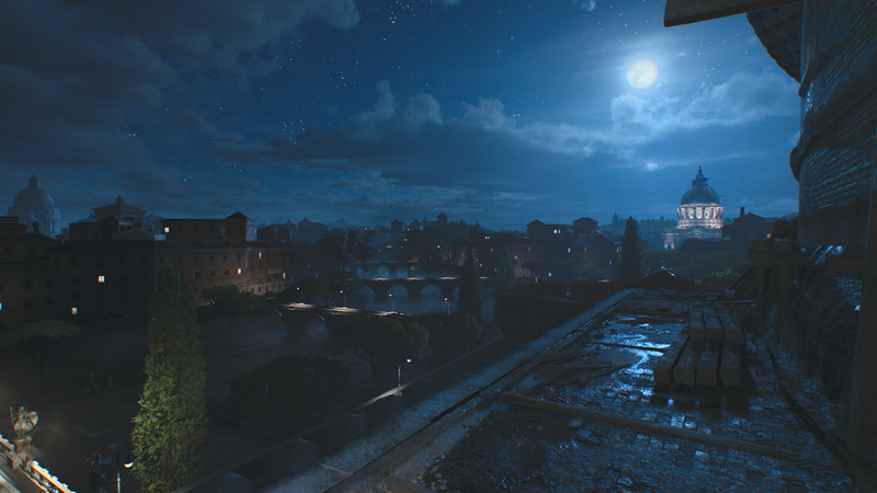 Indiana Jones and the Great Circle night scenery in Italy