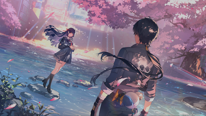 Wuthering Waves: Rover and Chisa by the Water