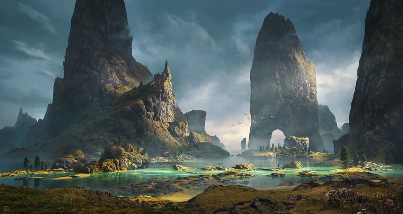 Dominic van Velsens Digital Painting of a Rocky Landscape
