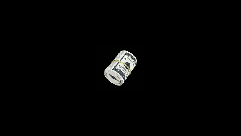 Rolled US Dollars Secured by Rubber Band