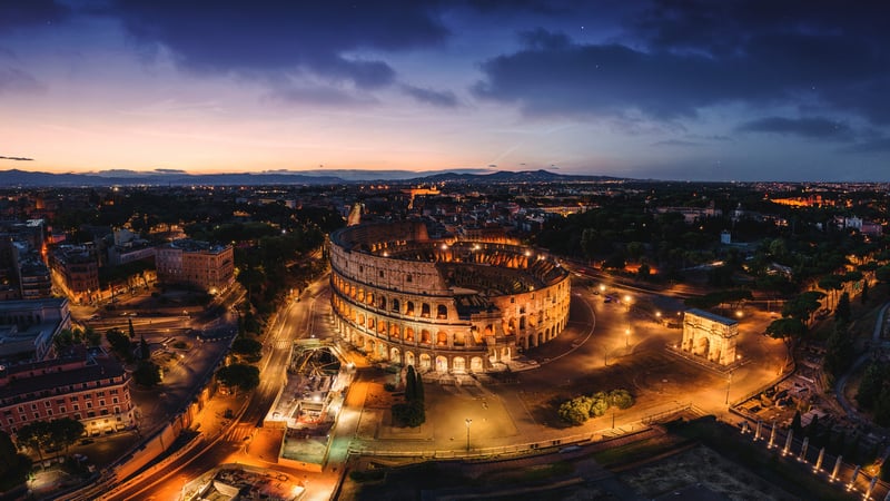 Colosseum and Arch of Constantine at Dusk