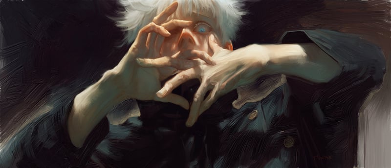 Satoru Gojo from Jujutsu Kaisen performing hand signs
