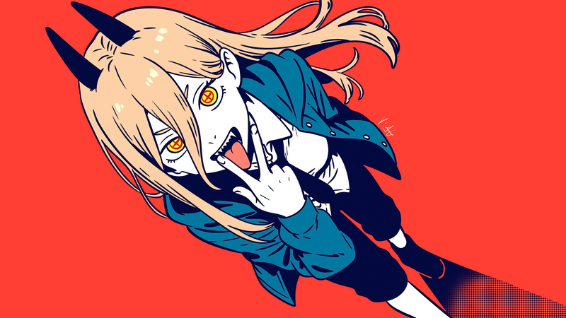 Power from Chainsaw Man with horns and fangs