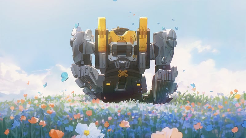 Zenless Zone Zero robot in a field of flowers