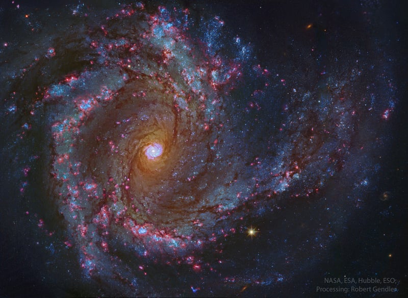 Hubble captures a spiral galaxy with star-forming regions