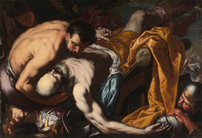 Men carrying a fallen warrior