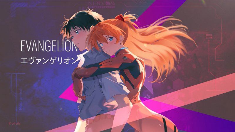 Asuka Langley Soryu and Ikari Shinji from Neon Genesis Evangelion