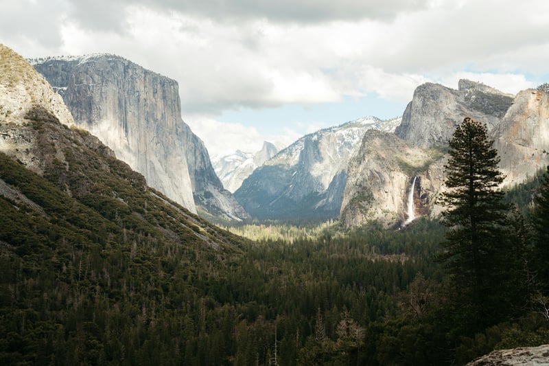 Yosemite National Park Valley with El Capitan and Bridalveil Fall